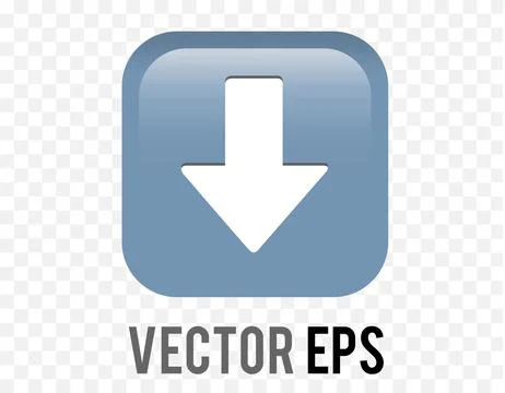 Vector gradient blue arrow pointing down round corner square icon button 스톡 일러스트
