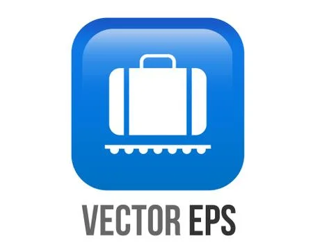 Vector gradient blue baggage claim button square icon Stock Illustration