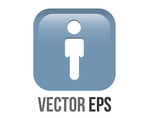 Vector gradient blue man restroom round corner square icon button with iconog Stock Illustration
