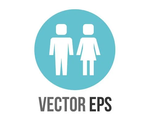 Vector gradient blue restroom circle icon button with iconography of man and Stock Illustration