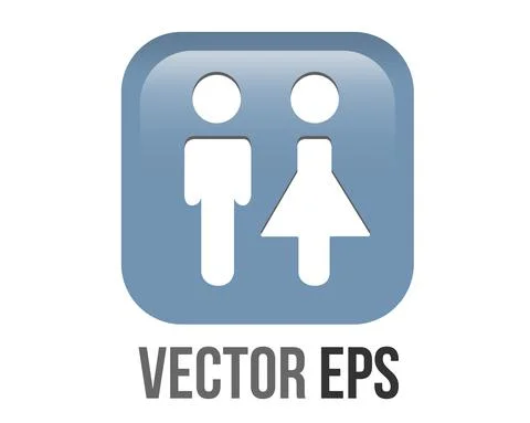 Vector gradient blue restroom round corner square icon button with iconograph Illustrazione stock