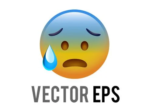 Vector gradient blue yellow scary, terrible character face with blue sweat ic Stock-Illustration