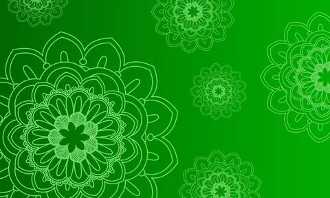 Vector gradient fresh green colours background with a pattern of mandala. Stock Illustration