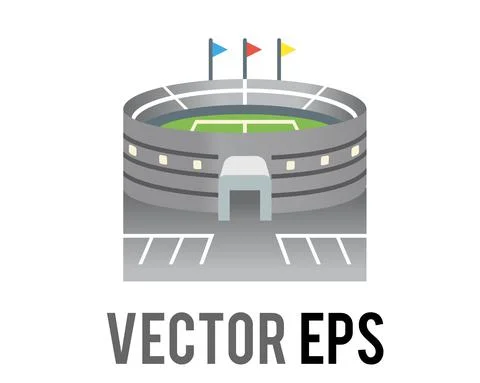 Vector gradient gray large capacity outdoor football or soccer stadium icon i Stock Illustration
