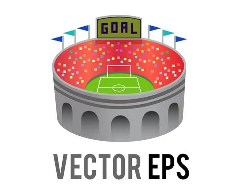 Vector gradient gray large capacity outdoor football or soccer stadium icon i Stock Illustration