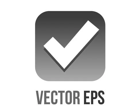 Vector gradient gray rounded square check mark button icon Stock Illustration