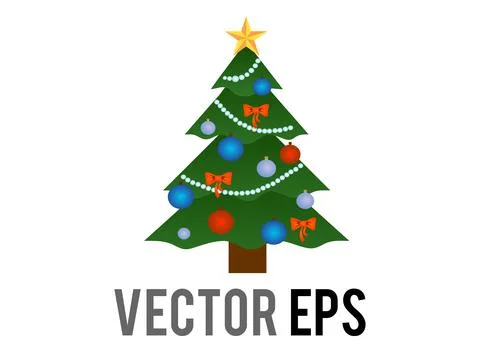 Vector gradient green holiday christmas tree icon with decoration balls and s Illustrazione stock