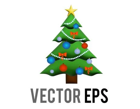 Vector gradient green holiday Christmas tree 3D icon Stock Illustration