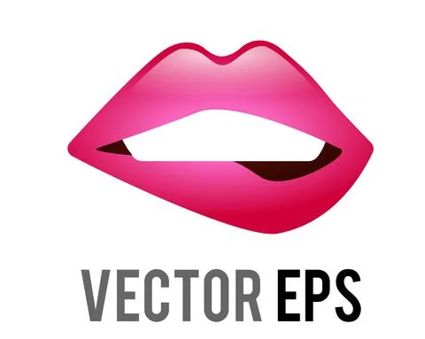 Vector gradient human mouth icon with biting lip lips and teeth Stock Illustration