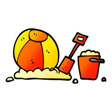 Vector gradient illustration cartoon beach objects Stock Illustration