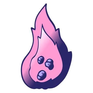 Vector gradient illustration cartoon burning coals in bright neon color Stock Illustration