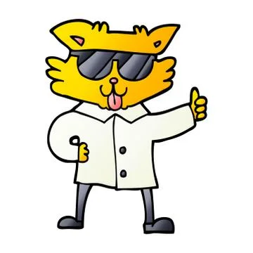 Vector gradient illustration cartoon cool cat Ilustración de archivo