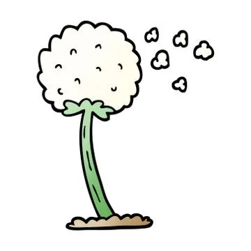 Vector gradient illustration cartoon dandelion blowing in wind Ilustración de archivo