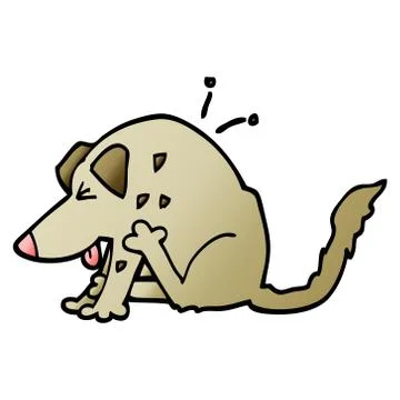 Vector gradient illustration cartoon dog scratching Stock Illustration