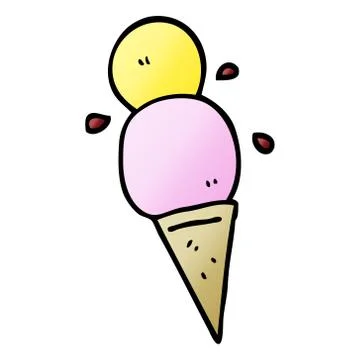 Vector gradient illustration cartoon ice cream cone 스톡 일러스트