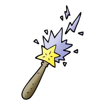 Vector gradient illustration cartoon magic wand Ilustração Stock