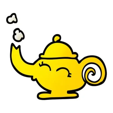 Vector gradient illustration cartoon magic lamp Ilustración de archivo
