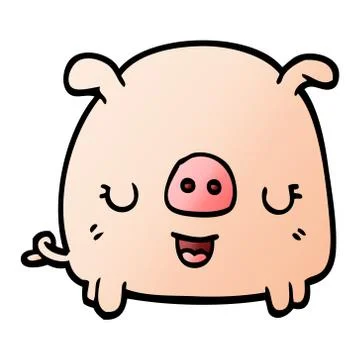 Vector gradient illustration cartoon pig Ilustración de archivo