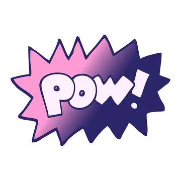 Vector gradient illustration cartoon pow symbol in bright neon color Stock Illustration