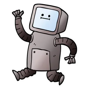 Vector gradient illustration cartoon robot running Ilustración de archivo