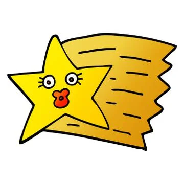 Vector gradient illustration cartoon shooting star Stock Illustration