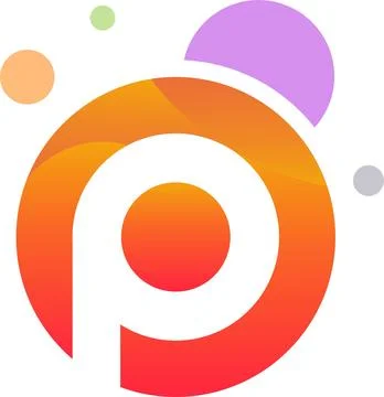 Vector gradient initial letter p round circle colorful bubble Stock Illustration