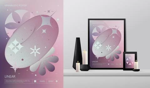 Vector gradient minimalistic rave Poster with strange wireframes graphic as.. Illustrazione stock