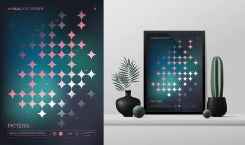 Vector gradient minimalistic rave Poster with strange wireframes graphic as.. Stock-Illustration