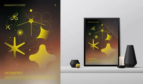 Vector gradient minimalistic rave Poster with strange wireframes graphic of.. Stock-Illustration