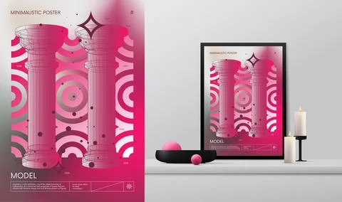 Vector gradient minimalistic rave Poster with strange wireframes graphic of.. Stock-Illustration