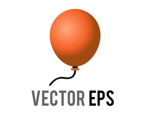 Vector gradient orange air balloon on string icon, congratulations, celebrate Stock Illustration