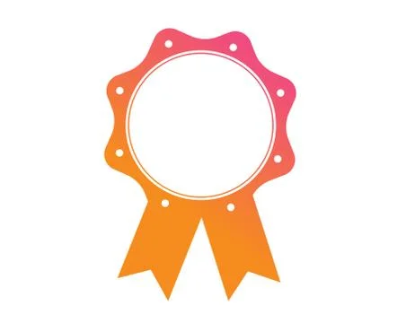 Vector gradient orange to pink award medal ribbon badge Stock Illustration