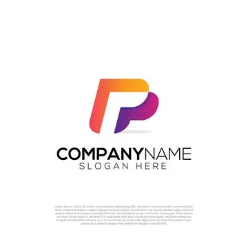 Vector gradient P letter love logo design Stock Illustration