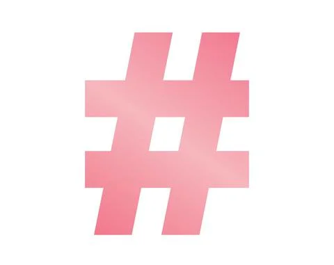 Vector gradient pastel pink hashtag symbol icon. Stock Illustration