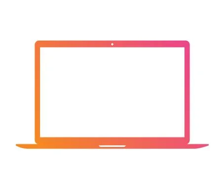 Vector gradient pink to orange flat laptop computer icon Stock Illustration