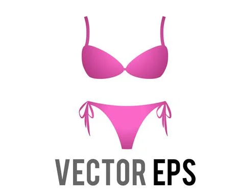 Vector gradient pink two piece female swimsuit bikini icon Stock Illustration