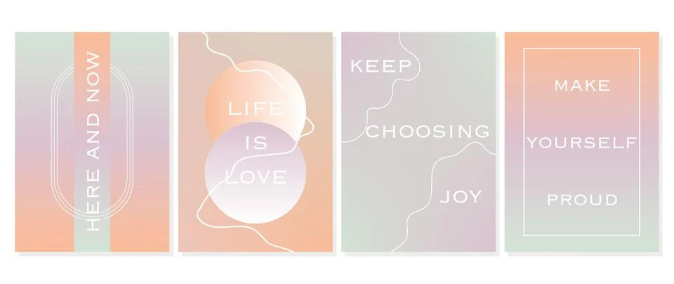 Vector gradient posters. Aesthetic geometric set. Vertical stories, gradient Illustrazione stock