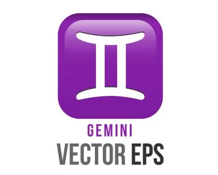 Vector gradient purple Gemini astrological sign icon in the Zodiac,  represen Illustrazione stock