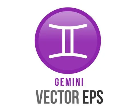 Vector gradient purple Gemini astrological sign icon in the Zodiac,  represen Stock Illustration