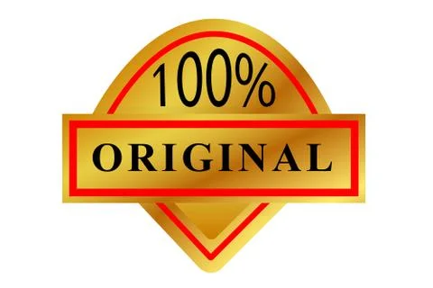 Vector Gradient Red and Golden Badge or 100% Original Stock Illustration