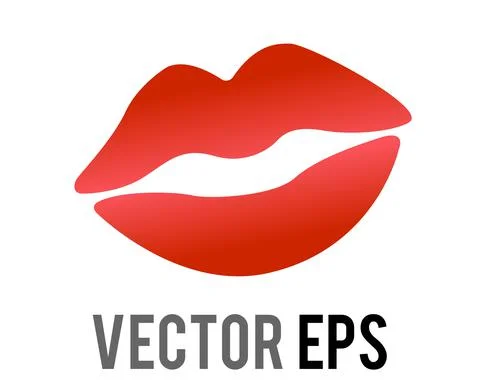Vector gradient red kiss mark icon with bright lipstick Illustrazione stock