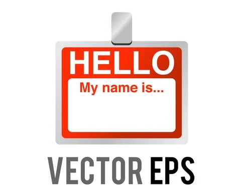 Vector gradient red rectangle shaped name badge tag icon for school, business Stock Illustration