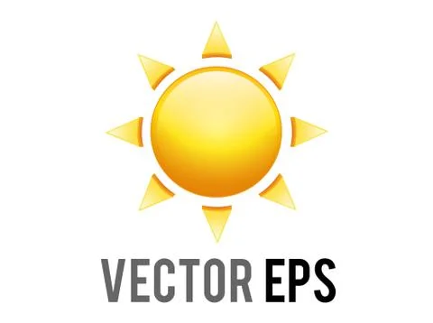 Vector gradient shinny orange sun or hot weather icon with eight triangular r Stock Illustration