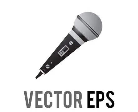 Vector gradient silver and black singing microphone icon Stock Illustration