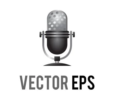Vector gradient silver and black audio microphone icon Stock Illustration