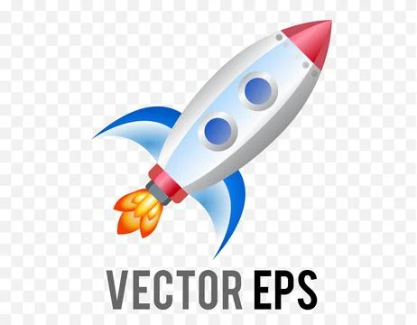 Vector gradient silver flying rocket icon into space Stock Illustration