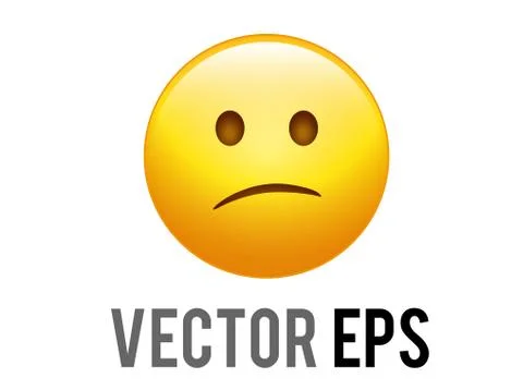 Vector gradient yellow afraid,  disappointed and upset face icon Illustrazione stock