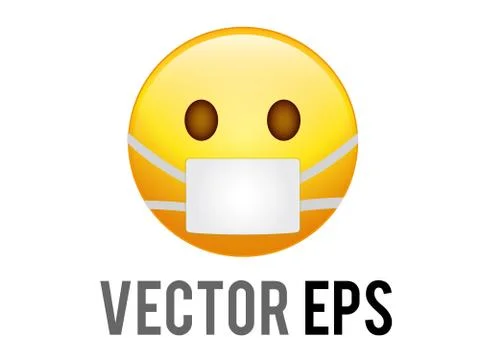 Vector gradient yellow careless face icon with wearing protect mask Stock Illustration