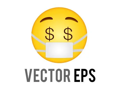 Vector gradient yellow face icon with dollar sign eyes Stock Illustration