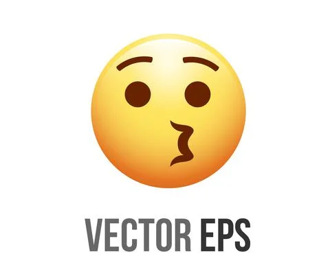 Vector gradient yellow face icon with simple, open eyes, puckered lips giving Stock Illustration